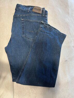 Signature Levi Strauss S61 Relaxed Jeans  40 x 32 Denim Mens Pant Blue #1
